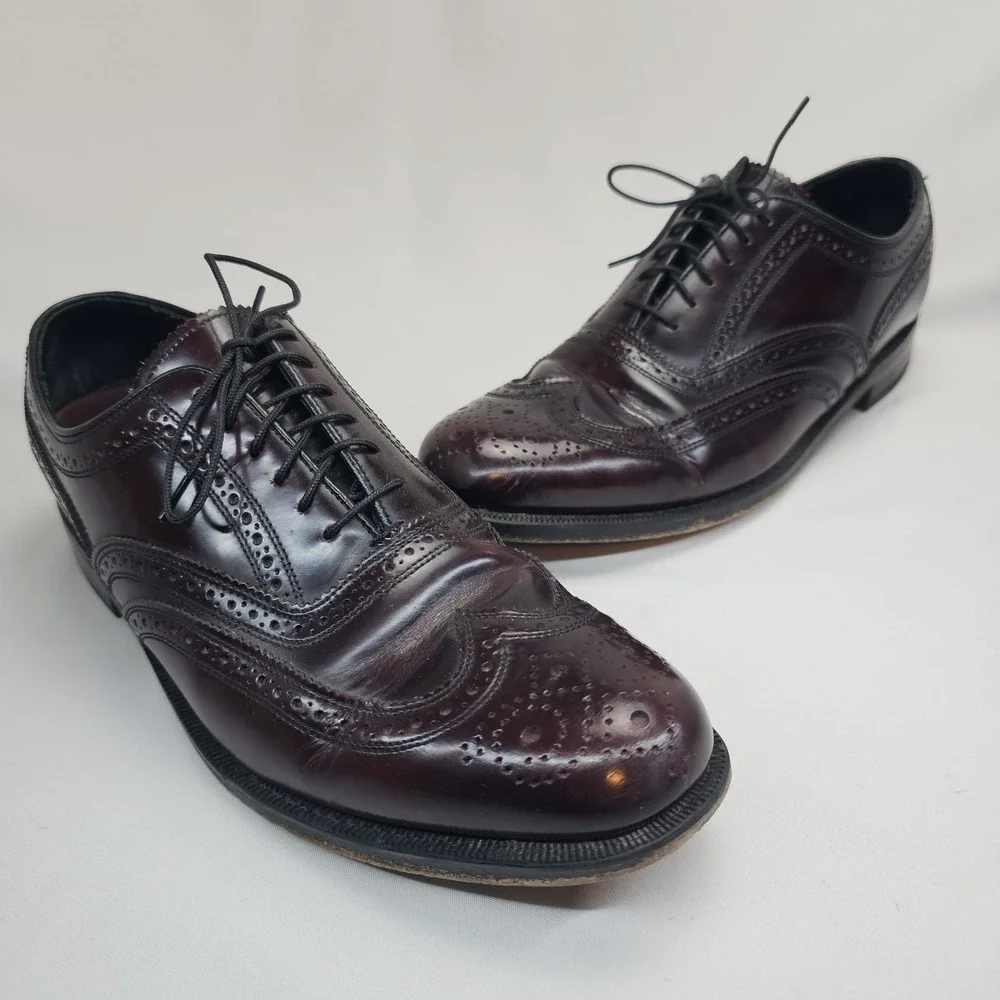 Florsheim Imperial Longwing Wingtip Burgundy Leather Dress Shoes Men's 7.5 D USA